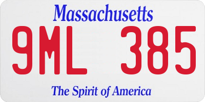 MA license plate 9ML385