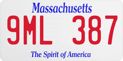MA license plate 9ML387