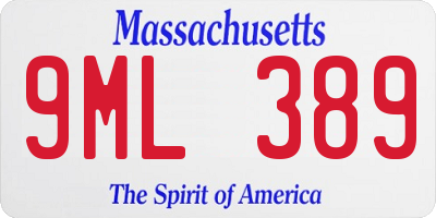 MA license plate 9ML389