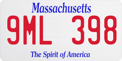 MA license plate 9ML398