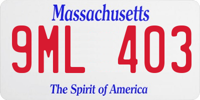 MA license plate 9ML403