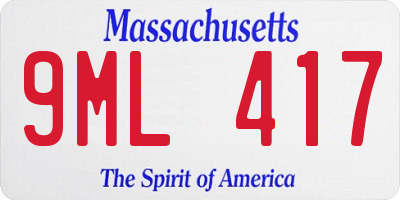 MA license plate 9ML417