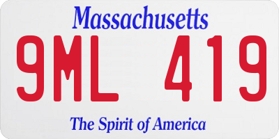 MA license plate 9ML419