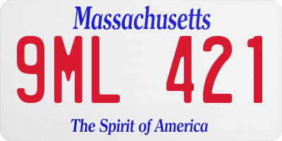 MA license plate 9ML421