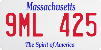 MA license plate 9ML425