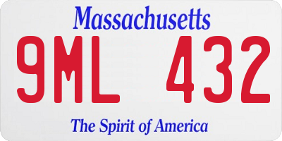 MA license plate 9ML432