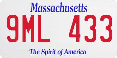 MA license plate 9ML433