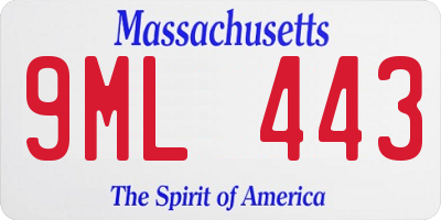 MA license plate 9ML443