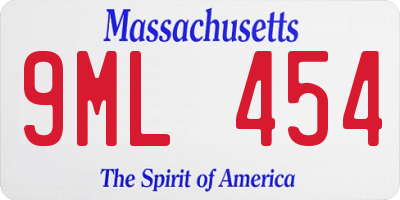 MA license plate 9ML454