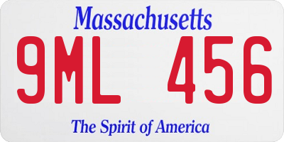 MA license plate 9ML456
