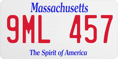 MA license plate 9ML457