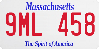 MA license plate 9ML458