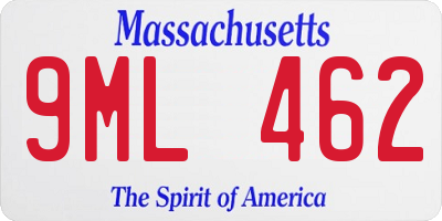 MA license plate 9ML462