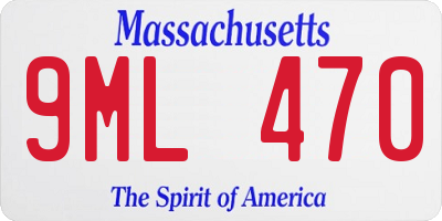 MA license plate 9ML470