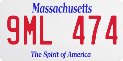 MA license plate 9ML474