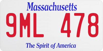MA license plate 9ML478