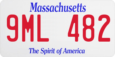 MA license plate 9ML482