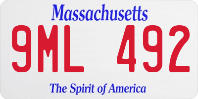 MA license plate 9ML492