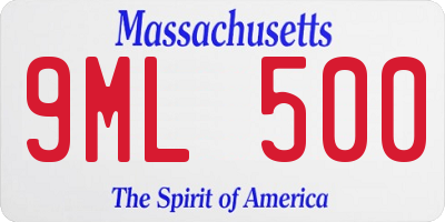 MA license plate 9ML500