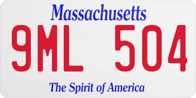 MA license plate 9ML504