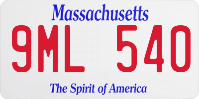 MA license plate 9ML540