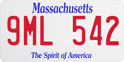 MA license plate 9ML542