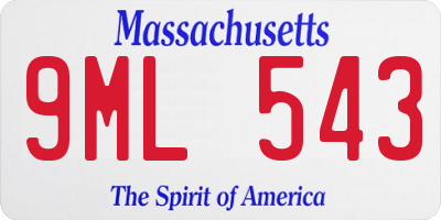 MA license plate 9ML543