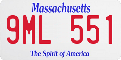 MA license plate 9ML551