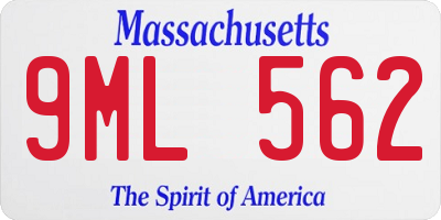 MA license plate 9ML562
