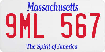MA license plate 9ML567