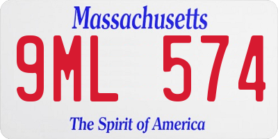 MA license plate 9ML574