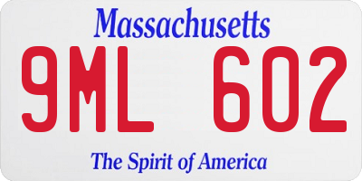 MA license plate 9ML602