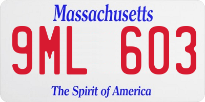 MA license plate 9ML603