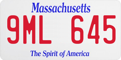 MA license plate 9ML645