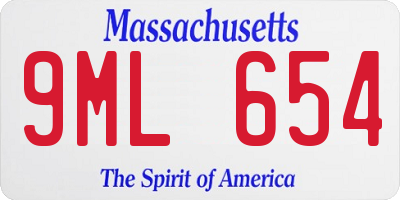 MA license plate 9ML654