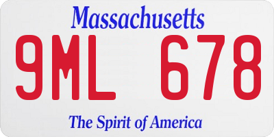 MA license plate 9ML678