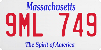 MA license plate 9ML749