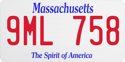 MA license plate 9ML758