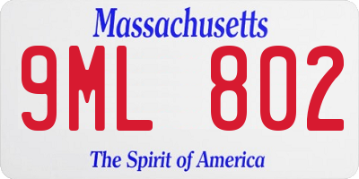 MA license plate 9ML802