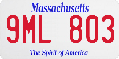 MA license plate 9ML803