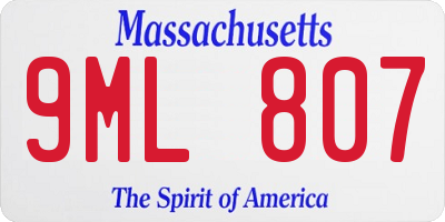 MA license plate 9ML807