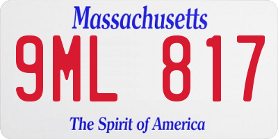 MA license plate 9ML817