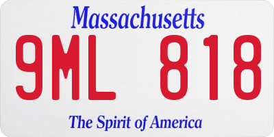MA license plate 9ML818