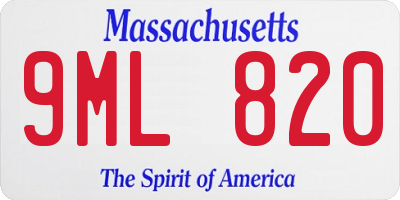 MA license plate 9ML820