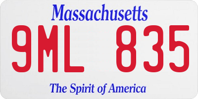 MA license plate 9ML835
