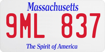 MA license plate 9ML837