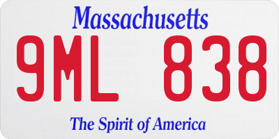 MA license plate 9ML838
