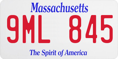 MA license plate 9ML845
