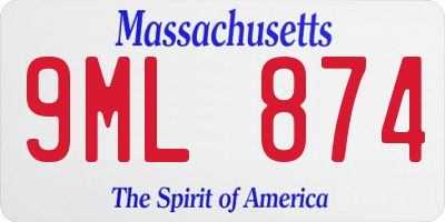 MA license plate 9ML874