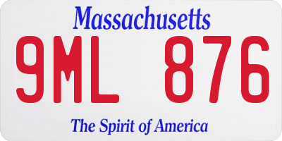 MA license plate 9ML876
